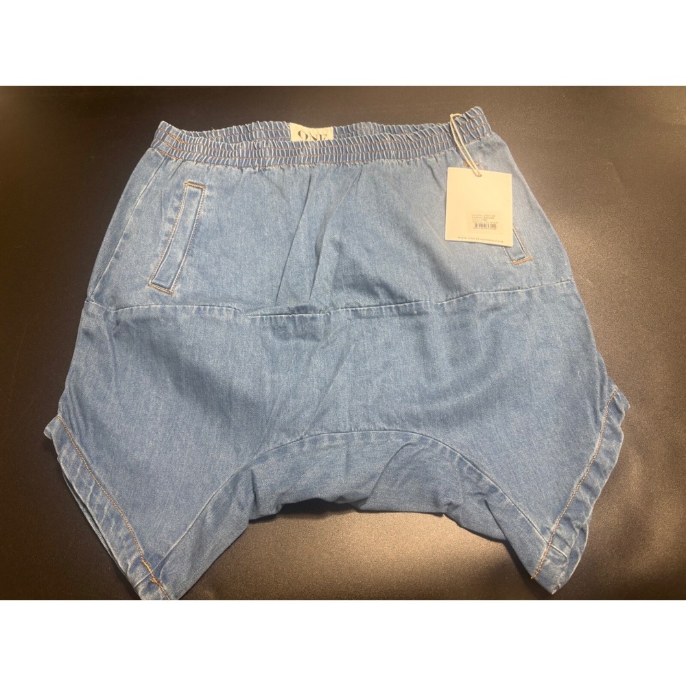 One Teaspoon NWT Calypsos Harem Mid Length Shorts Blue Denim Size Small